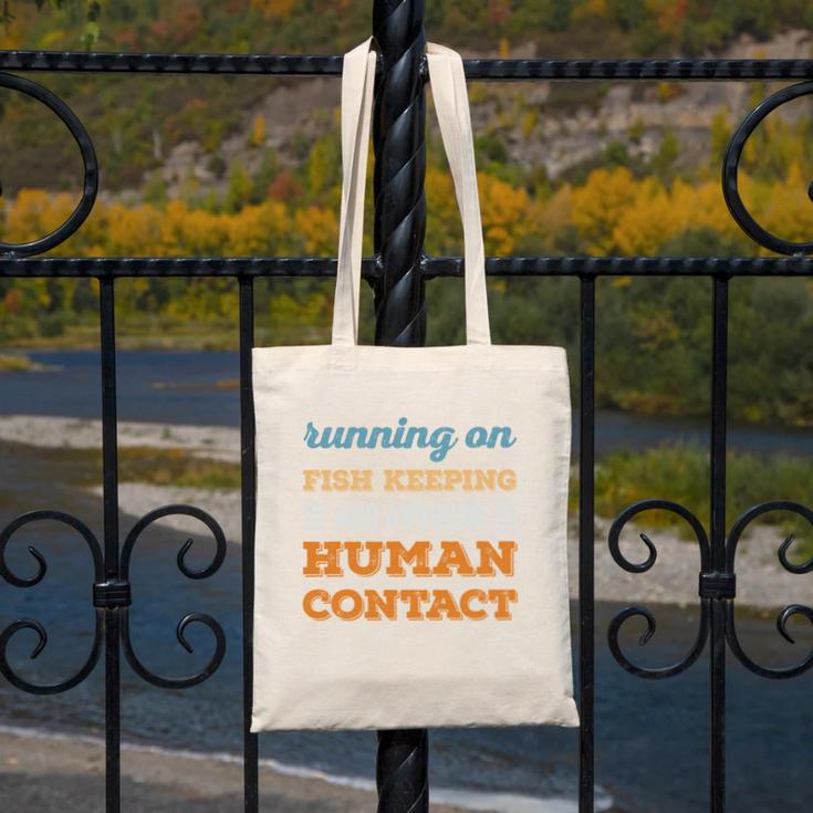Running On Fish Keeping Social Introvert Humor Vintage Canvas Tote Bag