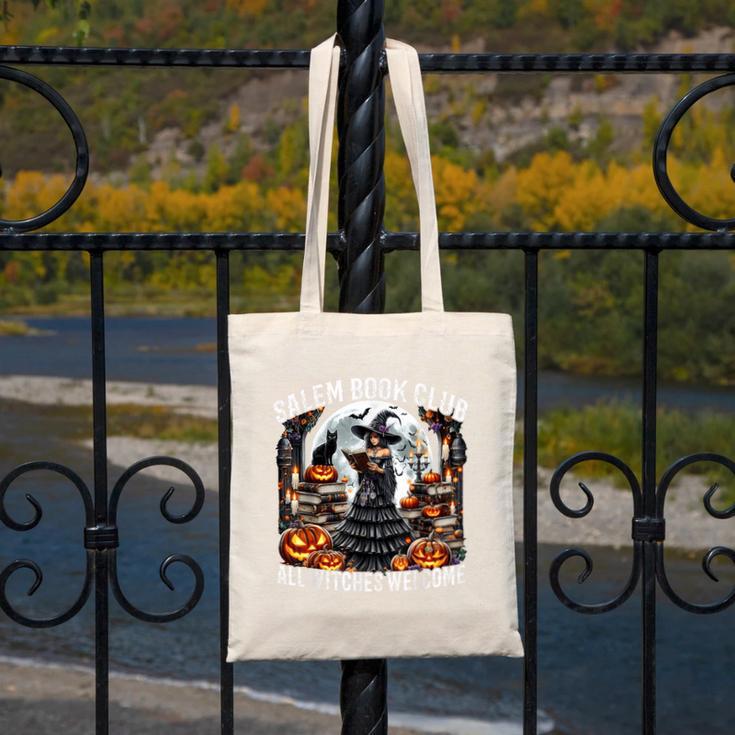 Salem Book Club Gothic Witch Vintage Halloween Art Canvas Tote Bag