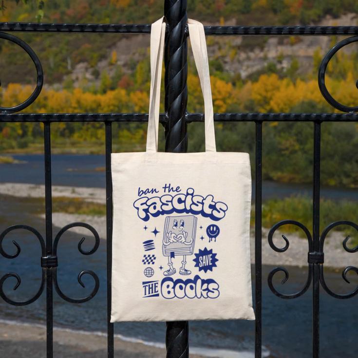 Save The Books Ban Fascists Stand For Book Readers Canvas Tote Bag