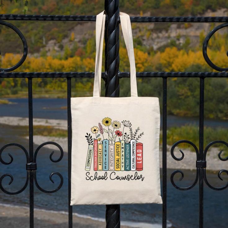 School Counselor Wildflower Book School Counseling Life Canvas Tote Bag