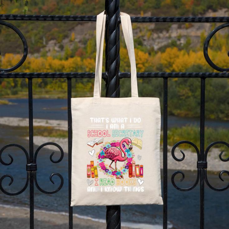 School Secretary Read Books And Know Things Flowers Flamingo Canvas Tote Bag
