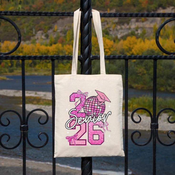 Senior 2026 Graduation Girls Coquette Pink Bow Class Of 2026 Premium Canvas Tote Bag