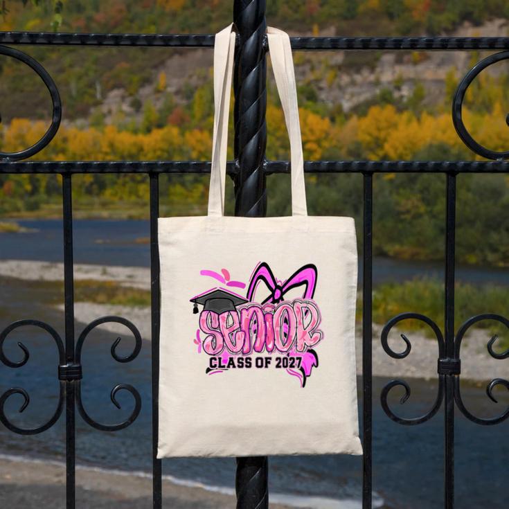 Senior 2027 Class Of 2027 Coquette Girl Pink Graduation 2027 Canvas Tote Bag