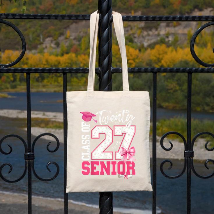 Senior 2027 Class Of 2027 Pink Coquette Bow Graduation Girl Canvas Tote Bag