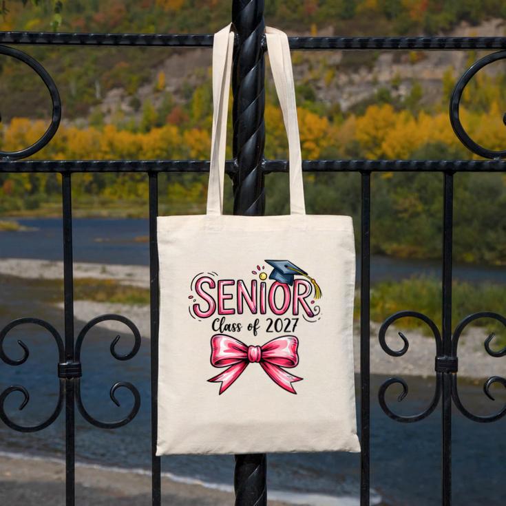 Senior Class Of 2027 Coquette Pink Bow Graduation 2027 Girls Canvas Tote Bag