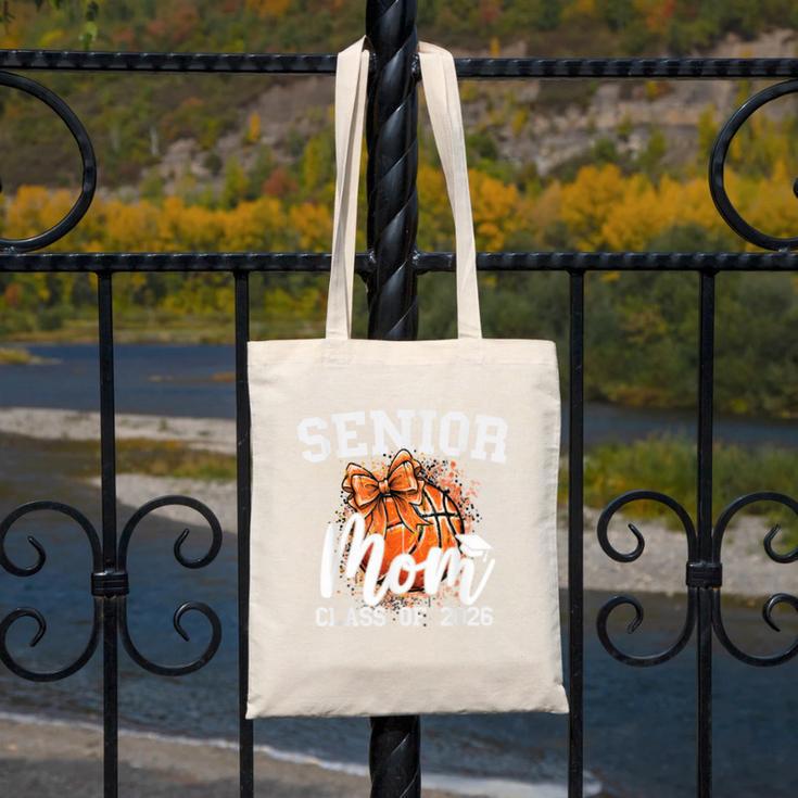 Senior Mom Class Of 2026 Coquette Bow Basketball Graduation Canvas Tote Bag