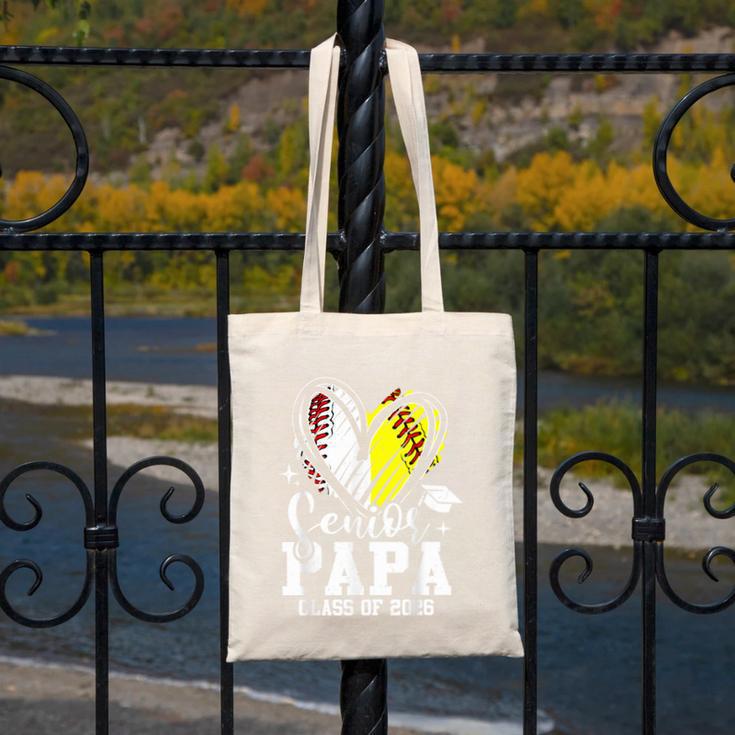Senior Papa Class Of 2026 Baseball Softball Graduation Heart Canvas Tote Bag