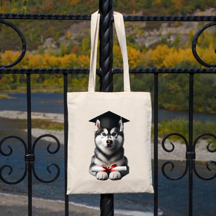 Siberian Husky Dog Graduation Cap Training School Graduate Men Women Kids Canvas Tote Bag