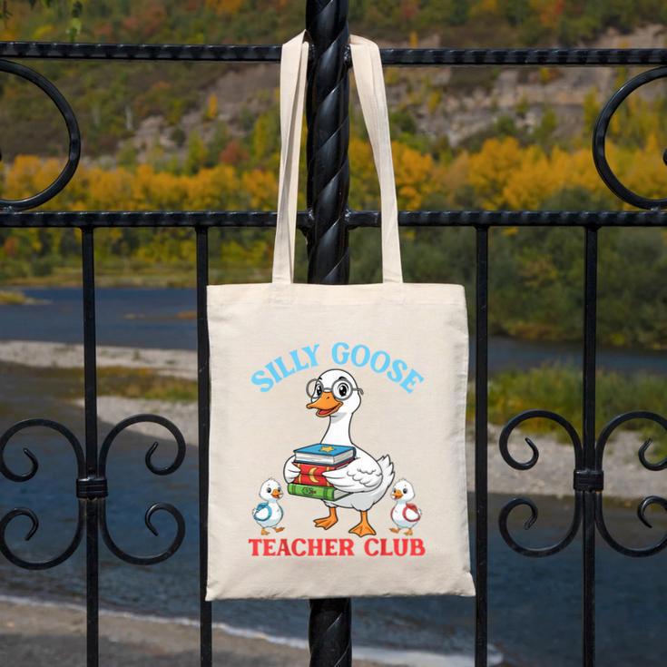 Silly Goose With Books Teacher Club School Educator Canvas Tote Bag