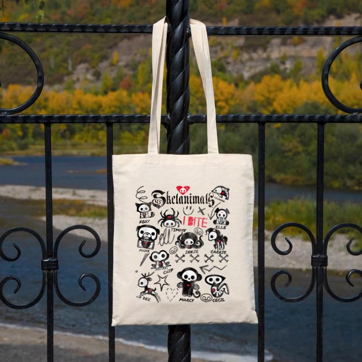 Skelanimals I Bite Vintage Retro Dead Pet Textbook Collage Canvas Tote Bag Skelanimals I Bite Vintage Retro Dead Pet Textbook Collage Canvas Tote Bag
