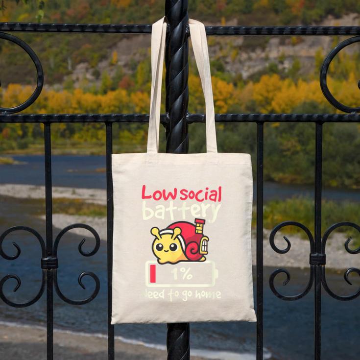 Snail Low Social Battery Need To Go Home Tee For Introvert Canvas Tote Bag Snail Low Social Battery Need To Go Home Tee For Introvert Canvas Tote Bag