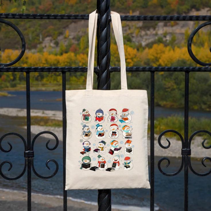 Snowman Reading Book Christmas Cozy Book Lover Bookish Canvas Tote Bag Snowman Reading Book Christmas Cozy Book Lover Bookish Canvas Tote Bag