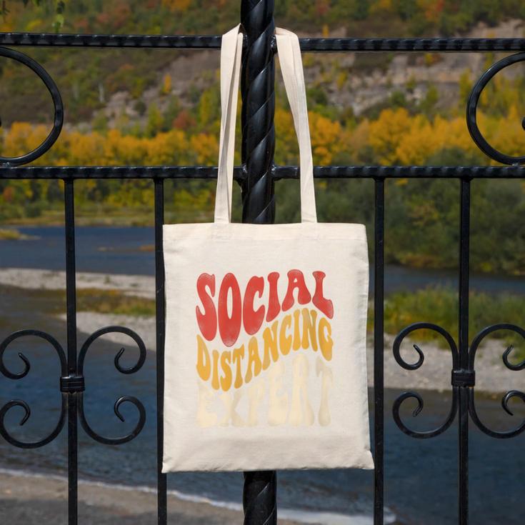 Social Distancing Expert Introvert Canvas Tote Bag