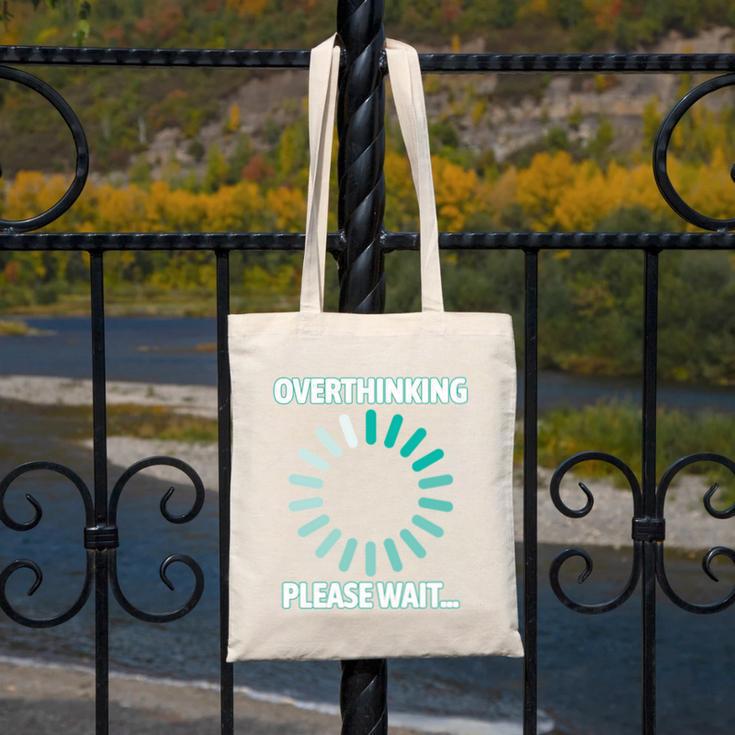 Social Introvert's Overthinking Please Wait Awkward Humor Canvas Tote Bag Social Introvert's Overthinking Please Wait Awkward Humor Canvas Tote Bag
