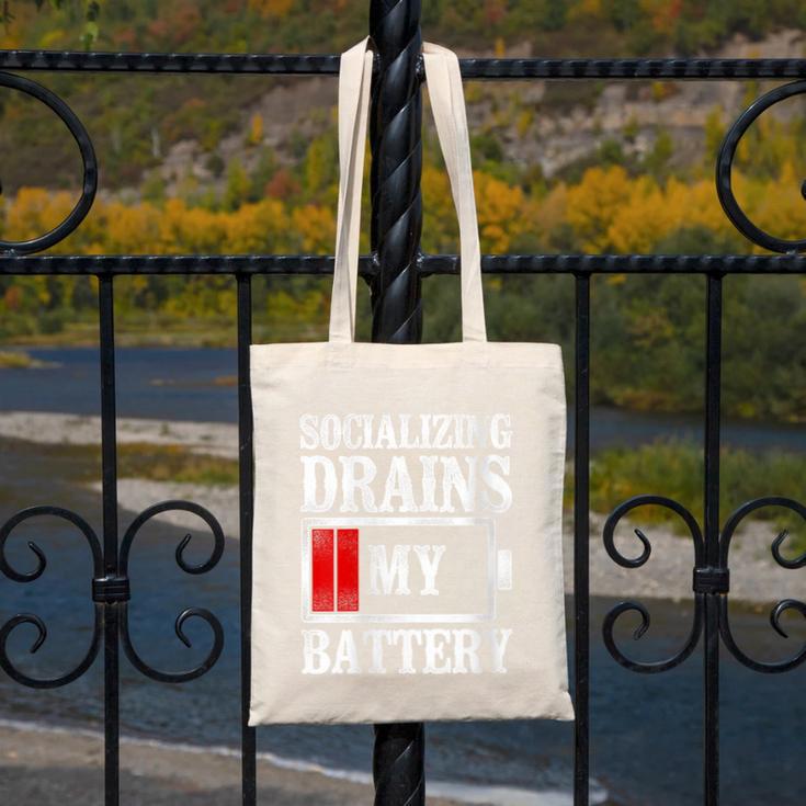 Socializing Drains My Battery Introvert Canvas Tote Bag Socializing Drains My Battery Introvert Canvas Tote Bag