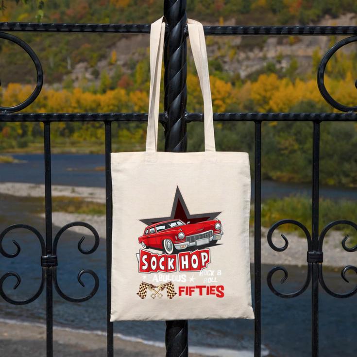 Sock Hop Fabulous Fifties Rock N Roll Automobile Nostalgia Canvas Tote Bag