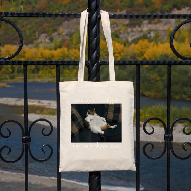 Sorry I Can’t Go I’m An Indoor Cat Introvert Meme Canvas Tote Bag Sorry I Can’t Go I’m An Indoor Cat Introvert Meme Canvas Tote Bag