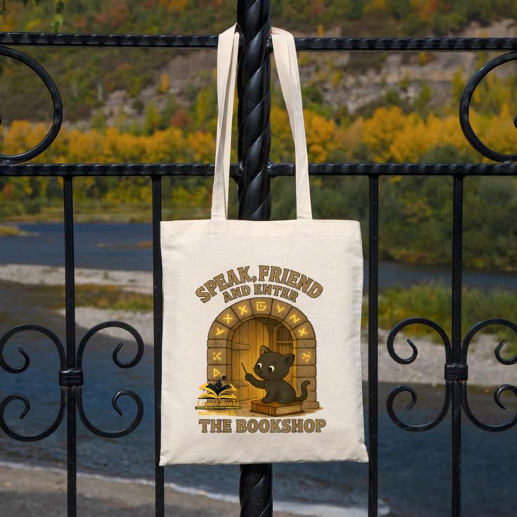 Speak Friend Enter Bookshop Magic Panther Canvas Tote Bag