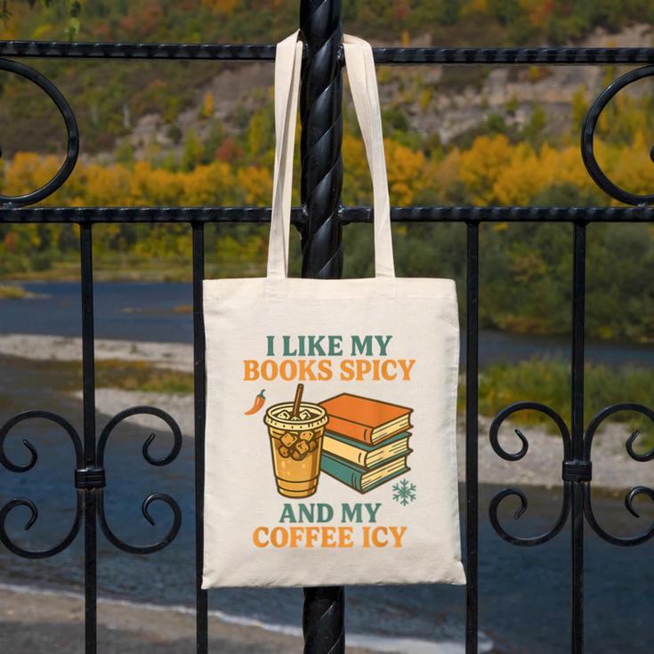Spicy Books And Iced Coffee Book Lover Smut Reader Canvas Tote Bag