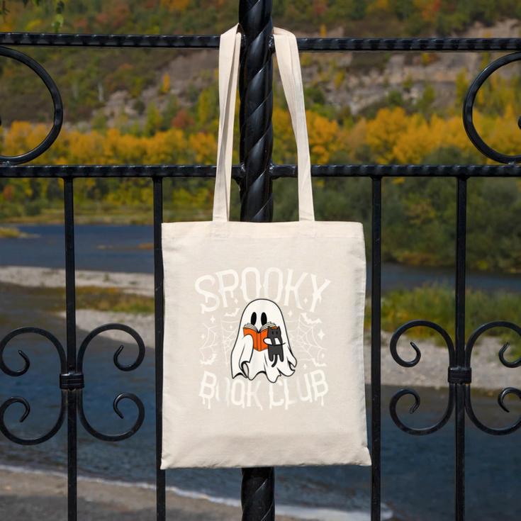 Spooky Book Club Cute Ghost Reading Book Halloween Costume Canvas Tote Bag