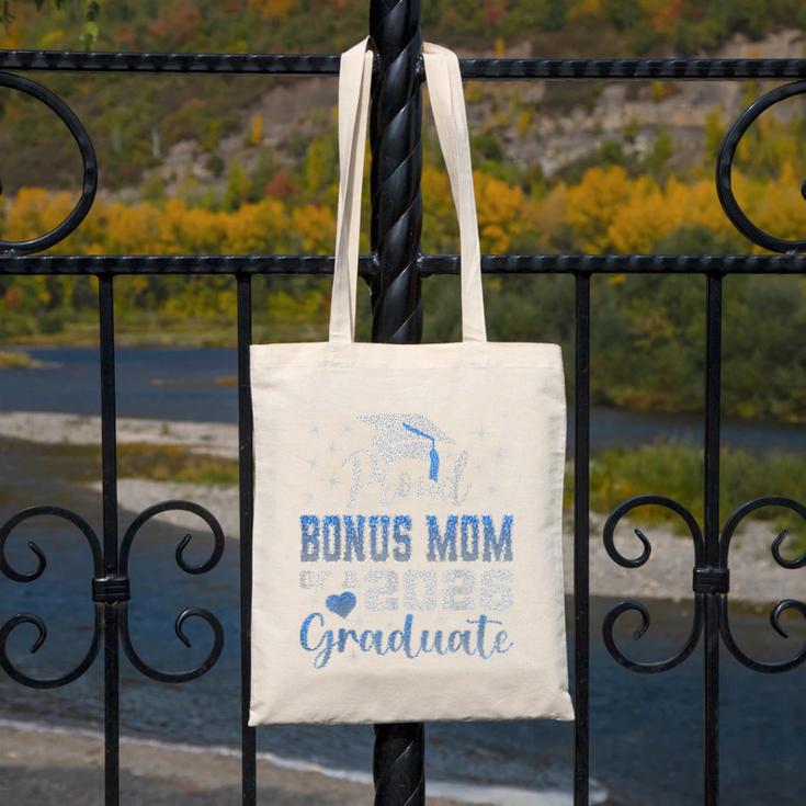 Super Proud Bonus Mom Of 2026 Graduate Graduation Family Canvas Tote Bag