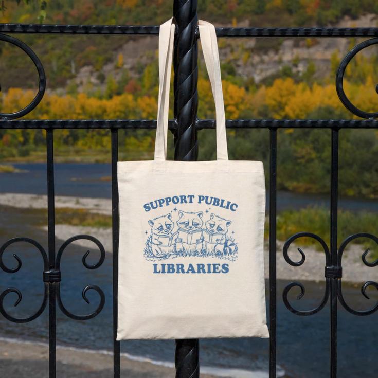 Support Your Local Library Read Banned Books Librarian Canvas Tote Bag