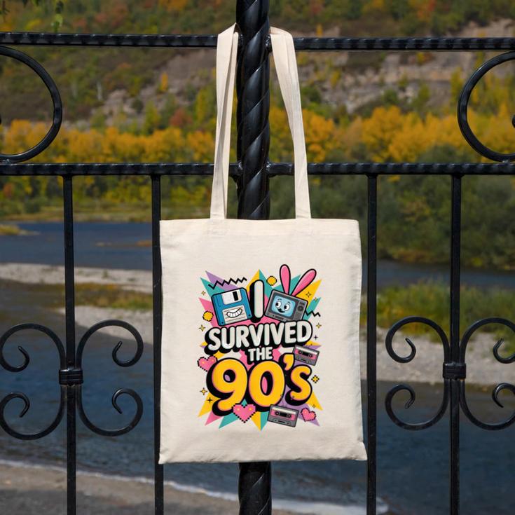 I Survived The 90s – Cute Retro Cartoon Nostalgia Canvas Tote Bag I Survived The 90s – Cute Retro Cartoon Nostalgia Canvas Tote Bag