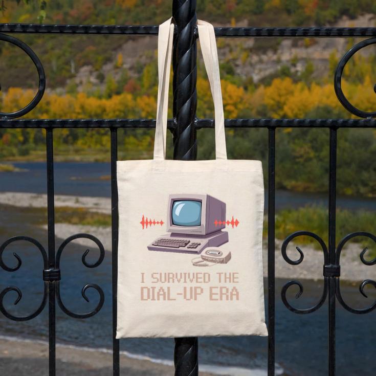 I Survived The Dial-Up Era Retro 90s Nostalgia Premium Tri-Blend Canvas Tote Bag I Survived The Dial-Up Era Retro 90s Nostalgia Premium Tri-Blend Canvas Tote Bag