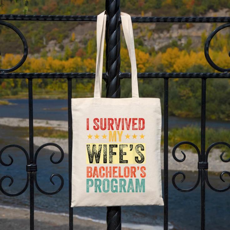 i Survived My Wife Bachelor's Degree Wife Graduation Canvas Tote Bag