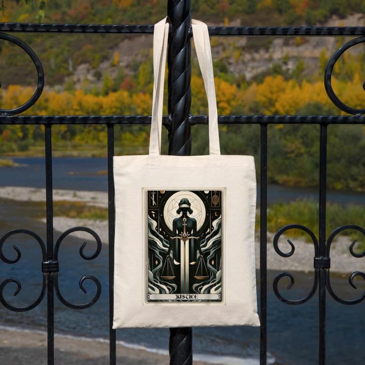 Tarot Cards Guide Book Esoteric Mysticism Clothing Tarot Card Justice Canvas Tote Bag