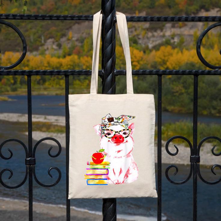 Teacher Pig Cute Farm Animal Book Lover School Student For Men Women Kids Canvas Tote Bag Teacher Pig Cute Farm Animal Book Lover School Student For Men Women Kids Canvas Tote Bag