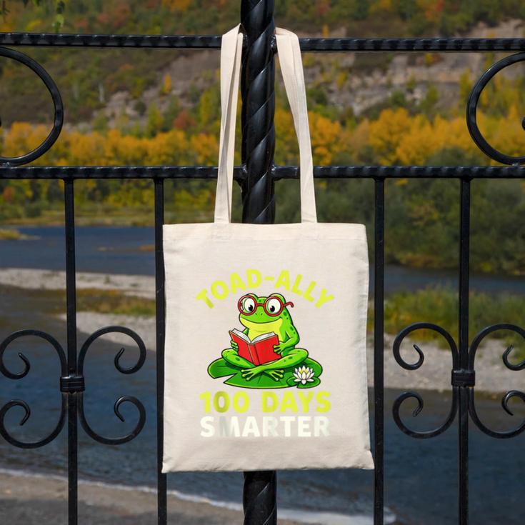 Toad-Ally 100 Days Smarter Frog Reading Book 100 School Day Canvas Tote Bag Toad-Ally 100 Days Smarter Frog Reading Book 100 School Day Canvas Tote Bag