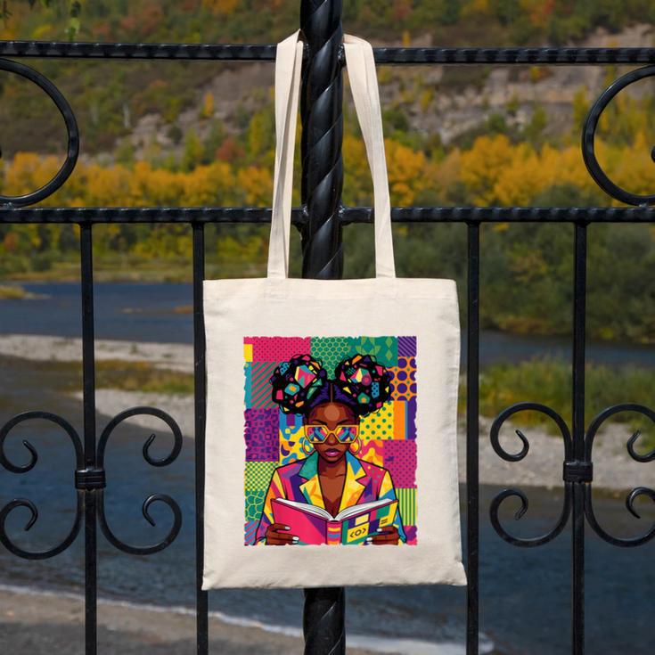 History Month Educated Black Women Girls Reading Book Canvas Tote Bag