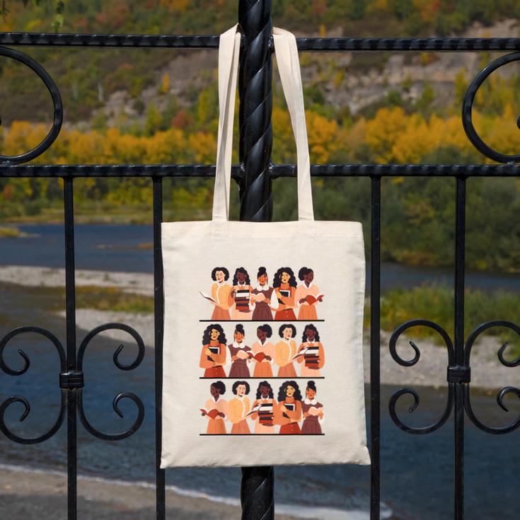 History Month Educated Black Women Girls Reading Books Canvas Tote Bag