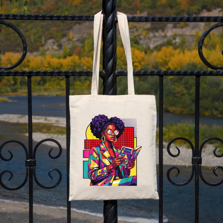 History Woman Reading Book Geometric Girl Educated Canvas Tote Bag
