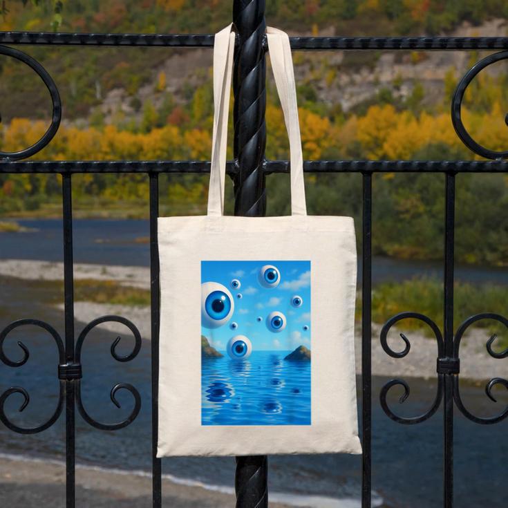 Trippy Weirdcore Frutiger Aero Surreal Eyeballs Y2K Canvas Tote Bag