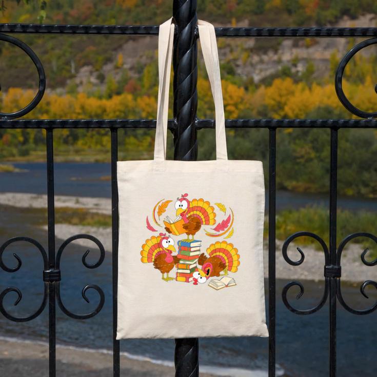 Turkey Reading Books Fall Thanksgiving Teacher Librarian Canvas Tote Bag Turkey Reading Books Fall Thanksgiving Teacher Librarian Canvas Tote Bag