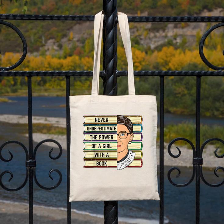 Never Underestimate Girl Read Book Reading Librarian Women Canvas Tote Bag
