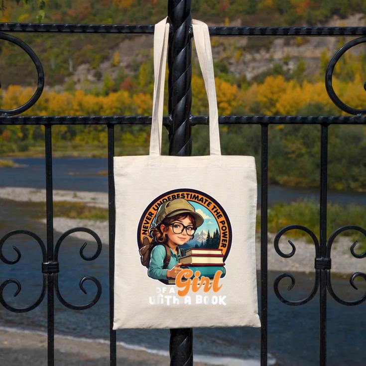 Never Underestimate The Power Of a Girl With a Book Reading Canvas Tote Bag