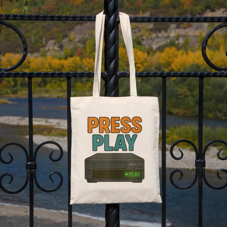 VHS Cassette Retro Analog Nostalgia Theme Canvas Tote Bag VHS Cassette Retro Analog Nostalgia Theme Canvas Tote Bag
