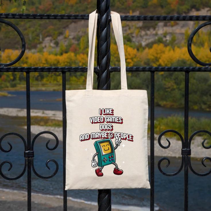 I Like Video Games Dogs And Maybe 3 People Gamer Introvert Raglan Baseball Tee Canvas Tote Bag I Like Video Games Dogs And Maybe 3 People Gamer Introvert Raglan Baseball Tee Canvas Tote Bag
