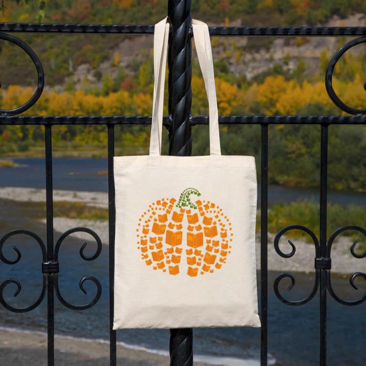 Vintage Book Pumpkin Autumn Fall Librarians Bookworm Teacher Canvas Tote Bag