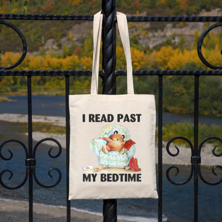 Vintage I Read Past My Bedtime Cute Sleeping Bear Book Lover Canvas Tote Bag