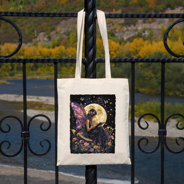 Whimsical Book Fairy Reading Bookish Fairycore Canvas Tote Bag