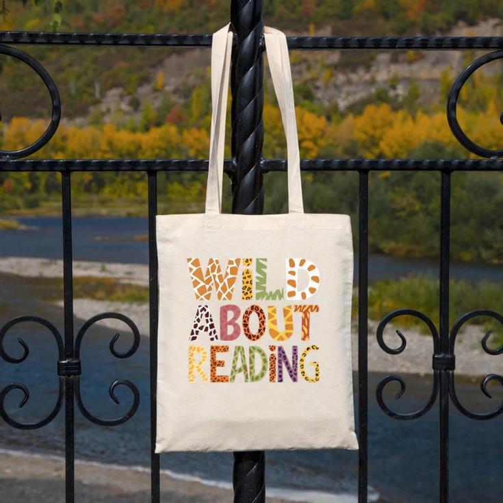 Wild About Reading Book Animal Children's Book Lover Teacher Canvas Tote Bag