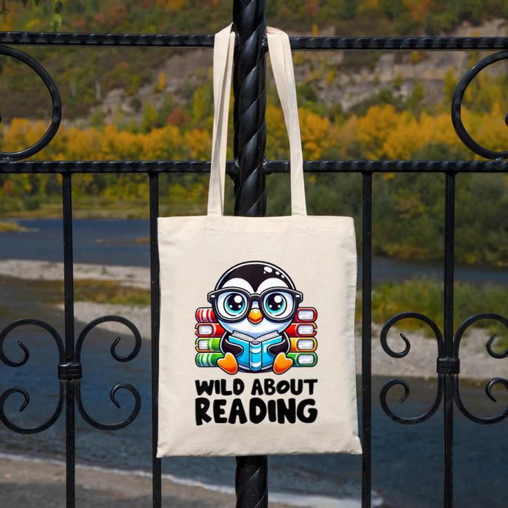 Wild About Reading Book Lover Penguin Canvas Tote Bag