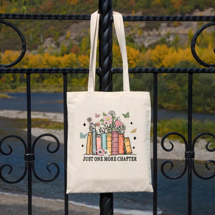Wildflower Floral Book Just One More Chapter Canvas Tote Bag Wildflower Floral Book Just One More Chapter Canvas Tote Bag