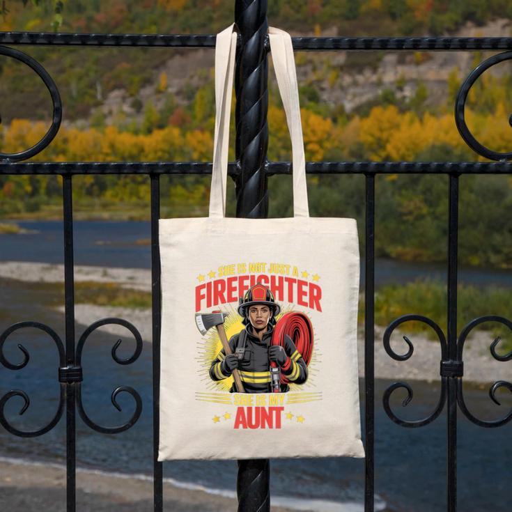 Woman Firefighter Aunt TiTi Auntie Black Graduation Canvas Tote Bag