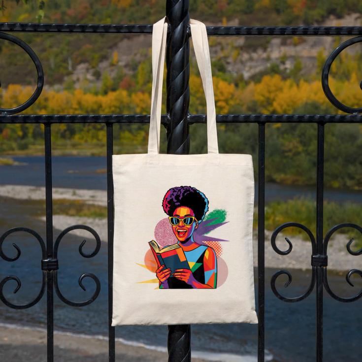 Woman Reading Book Lover Geometric Girl Afro History Canvas Tote Bag Woman Reading Book Lover Geometric Girl Afro History Canvas Tote Bag