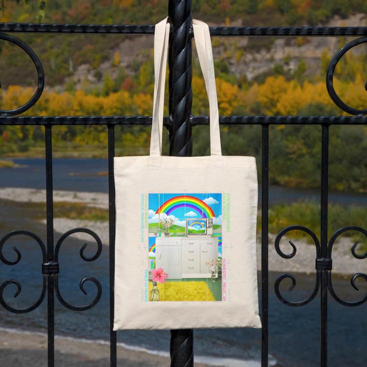 Women's Frutiger Aero Aesthetic Rainbow Glitch Art Canvas Tote Bag Women's Frutiger Aero Aesthetic Rainbow Glitch Art Canvas Tote Bag